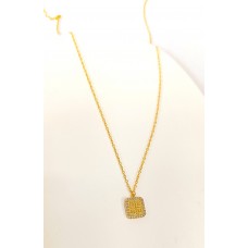 Ασημένιο κολιέ - επίχρυσο με ζιργκόν και I N. K. A. (SN203)